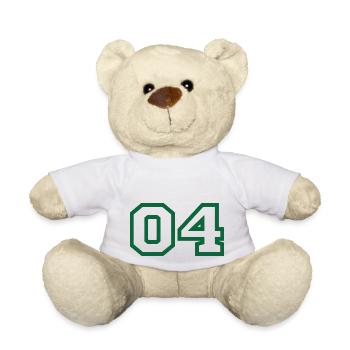 Number 4 green sport - Teddy Bear - white - Front