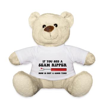 Funny Quilting For Women Quilter Seamstress Fabric - Teddy Bear - white - Front