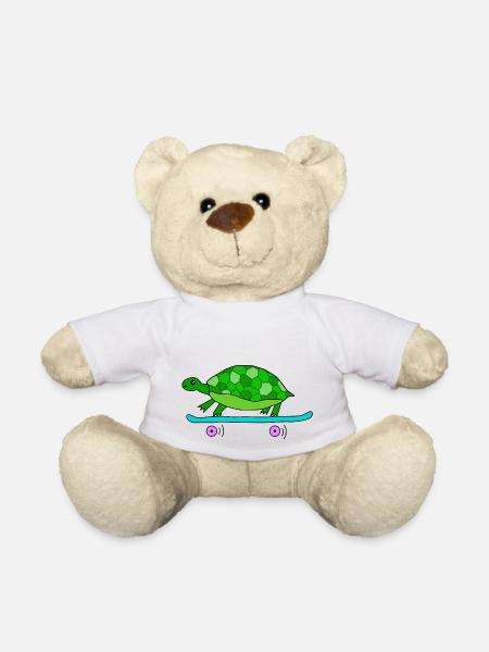 Schildkröte fährt Skateboard - Teddy - Weiß