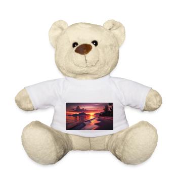 Beach and mountain sunset - Teddy Bear - white - Front