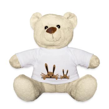 2 Hasen Familie Kind Vater Zwei Kleinkind Mutter - Teddy - Weiß - Vorne