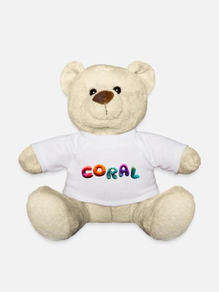 Plein corail coloré - Nounours - blanc
