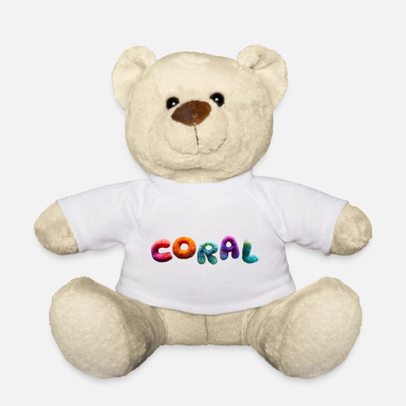 Plein corail coloré - Nounours - blanc