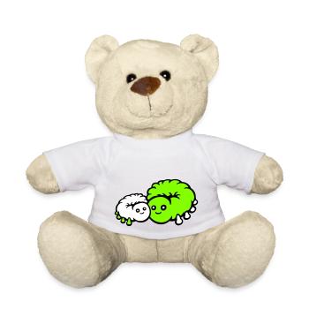 2 Raupe Mama Papa Kind Familie Mutter Vater süß - Teddy - Weiß - Vorne