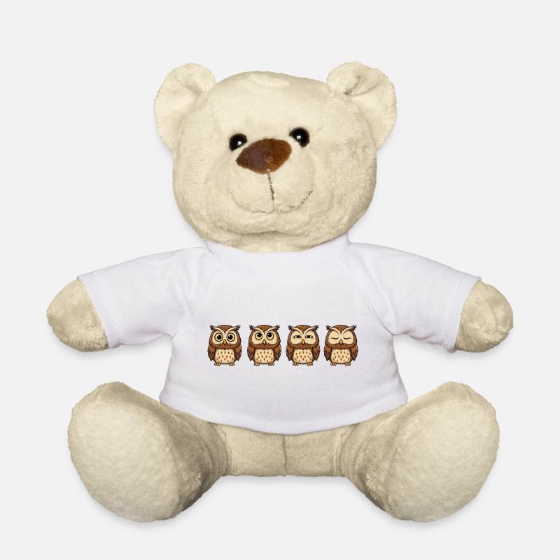 Lustige Eule Cartoon Genervter Blick Gähnen - Teddy - Weiß