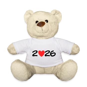 2026 mit Herz. Silvester & Neujahr Vorfreude Glück - Teddy - Weiß - Vorne