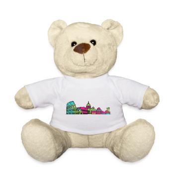 Rome City Skyline Kolosseum Moderne Linienzeichnung - Teddy - Weiß - Vorne