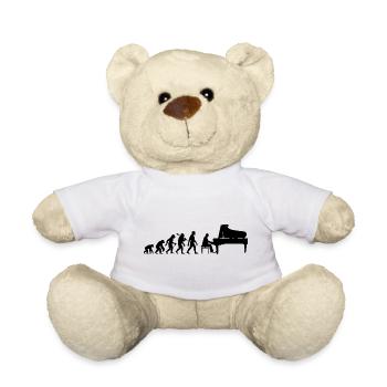 Retro Klavierspieler Evolution Pianist mit Piano - Teddy - Weiß - Vorne