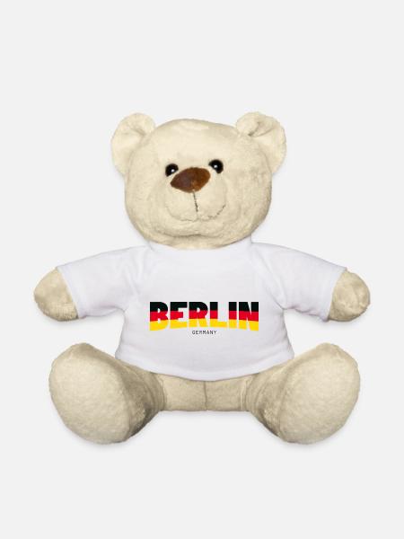 Berlin Schriftzug in Flaggenfarben - Teddy - Weiß