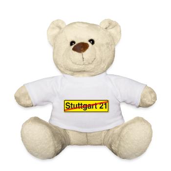 Stuttgart 21 Protest Strassenschild - Teddy - Weiß - Vorne