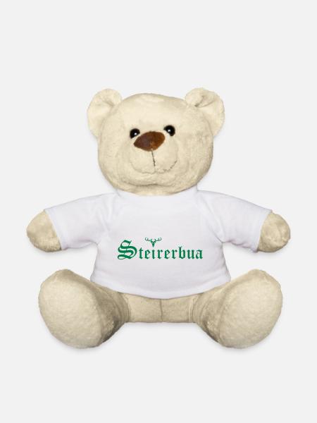 Steirerbua mit Hirsch - Teddy - Weiß