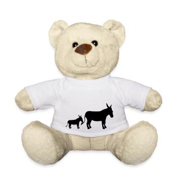 baby child small young family mom dad donkey pf - Teddy Bear - white - Front