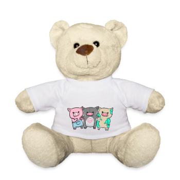 Piggy and the Gang I Lustiges Geschenk I Schwein - Teddy - Weiß - Vorne