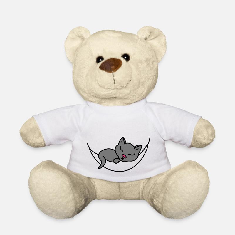 Chat endormi - Nounours - blanc