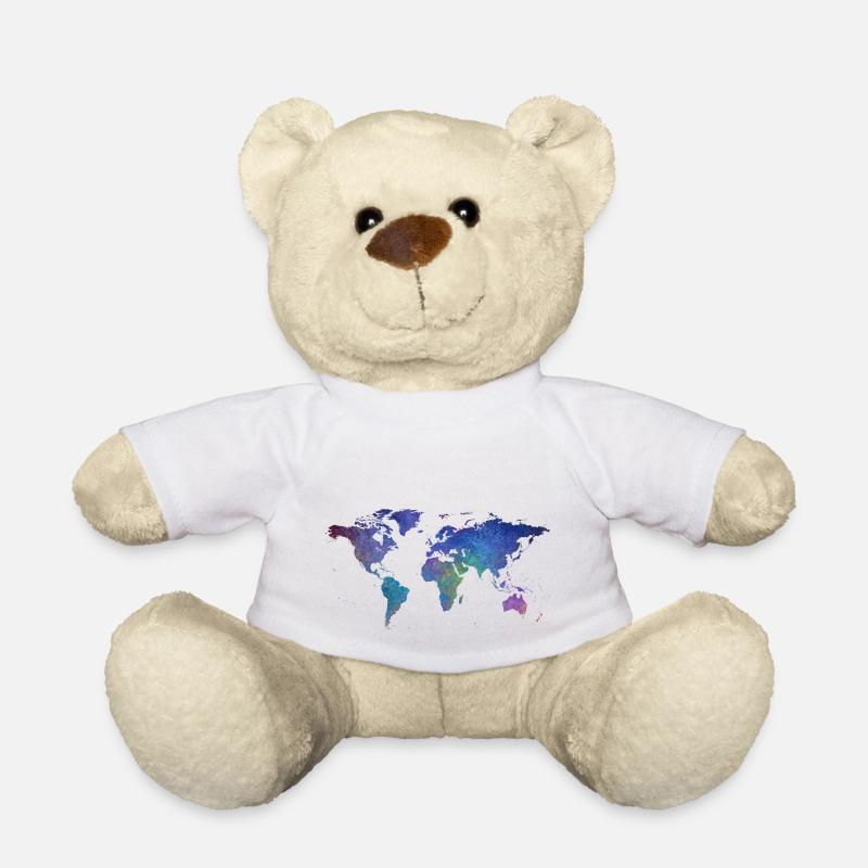 World map - Teddy Bear - white