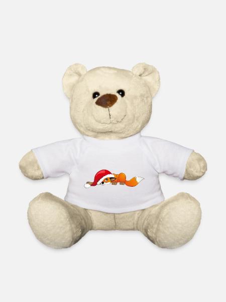Renard avec chapeau de Noël - Nounours - blanc