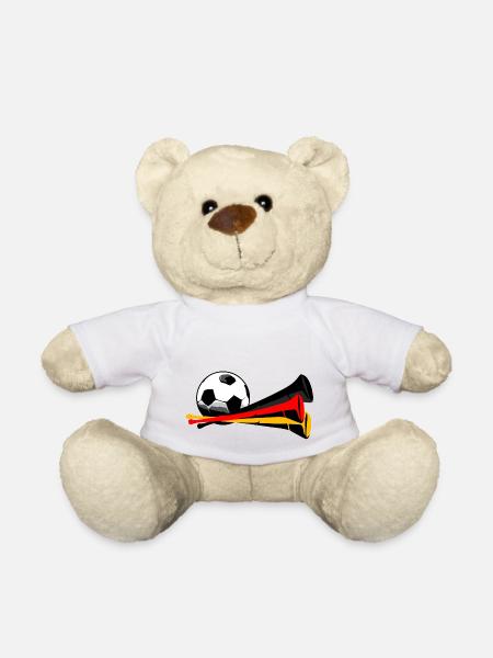 Fußball Tröte - Vuvuzela - Deutschland Flagge - Teddy - Weiß