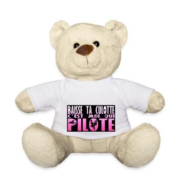 baisse culotte moi pilote humour sexe position - Nounours - blanc - Devant