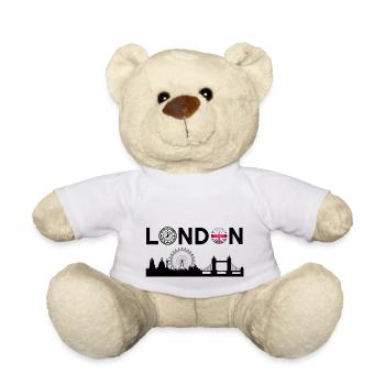 Royaume-uni, Londres, ville de Londres, drapeau de l'Angleterre, capot de Londres - Nounours - blanc - Devant