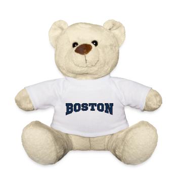 Boston Block Font Logo - Teddy Bear - white - Front
