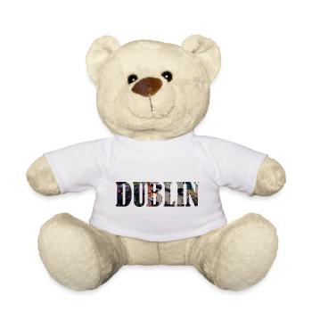Dublin Lettering with City Photo Fill Design - Teddy Bear - white - Front