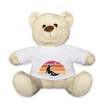 vintage rétro wakeboard silhouette motif - Nounours - blanc - Devant