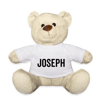 Joseph Custom Name Font Text Birthday - Teddy Bear - white - Front
