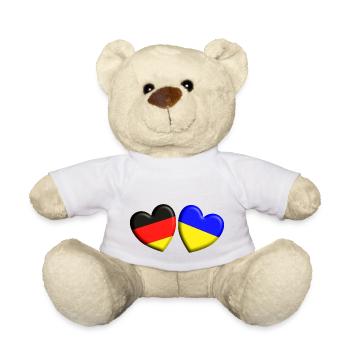 Deutschland Ukraine Solidarität im Herzen vereint - Teddy - Weiß - Vorne