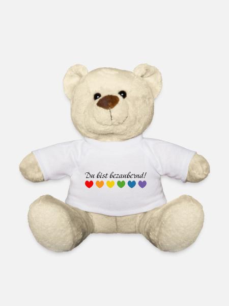 Regenbogenherzchen du bist bezaubernd - Teddy - Weiß