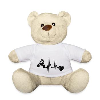 Motocycliste Motorcross Cadeau Moto Cyclomoteur - Nounours - blanc - Devant