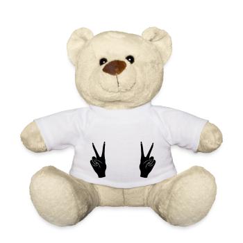 Schwarz Victory Handzeichen Peace - Teddy - Weiß - Vorne