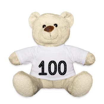 100 ANS. 100e ANNIVERSAIRE. ANNIVERSAIRE 100 ANS. - Nounours - blanc - Devant