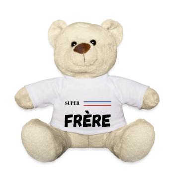 super frère - t-shirt assorti - Nounours - blanc - Devant