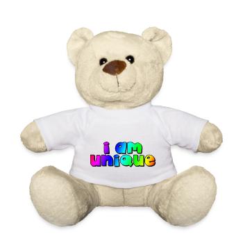 I AM UNIQUE Ich bin einzigartig / rainbow - Teddy - Weiß - Vorne
