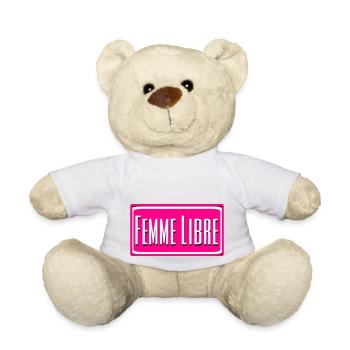 FEMME LIBRE vintage logo - Nounours - blanc - Devant