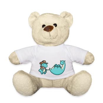 hugadino Cowboy T-Rex, Dino, süßer Dinosaurier - Teddy - Weiß - Vorne