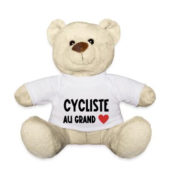 cycliste au grand cœur - Nounours - blanc - Devant
