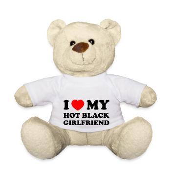 J’aime ma petite amie noire chaude - Nounours - blanc - Devant