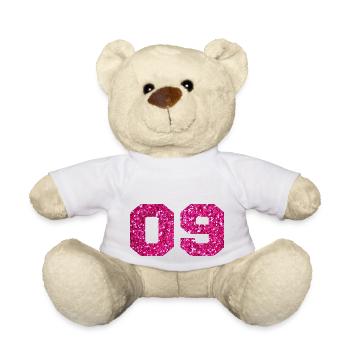 Nummer 9 Pink Glitter - 9. Geburtstag - Teddy - Weiß - Vorne