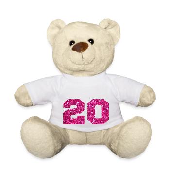 Nummer 20 Pink Glitter - 20-jähriges Jubiläum - Teddy - Weiß - Vorne