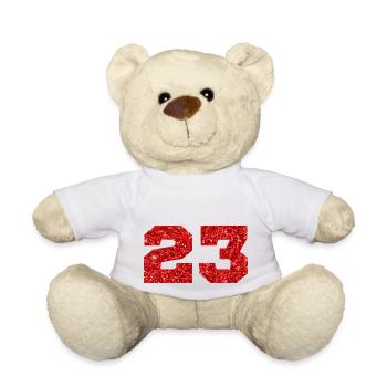 Numéro 23 paillettes rouge - 23e anniversaire - Nounours - blanc - Devant