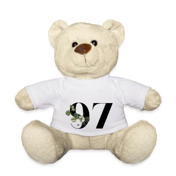 Nummer 97 Blumengrün - 97. Geburtstag Blumen - Teddy - Weiß - Vorne