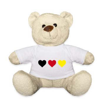 Heart Germany Hearts in Black-Red-Gold Design - Teddy Bear - white - Front