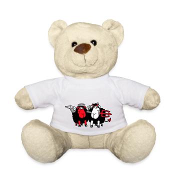 2 Sheep Angel Devil Satan Hell Evil Heaven Good - Teddy Bear - white - Front
