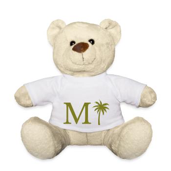 Letter M Green Palm - Teddy Bear - white - Front