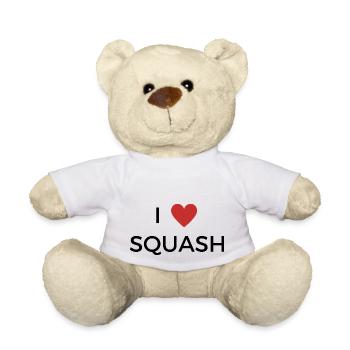 I love Squash / Ich liebe Squash T Shirt - Teddy Bear - white - Front