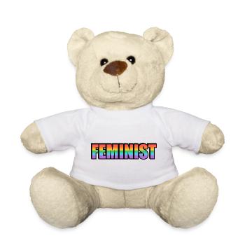 Vibrant Feminist Rainbow Typography Design - Teddy Bear - white - Front