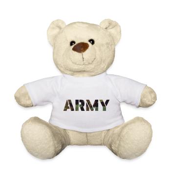ARMY Text UK Camouflage Pattern - Teddy Bear - white - Front