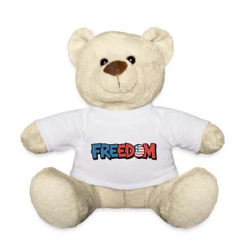 Freedom Typography Statement Design - Teddy Bear - white - Front