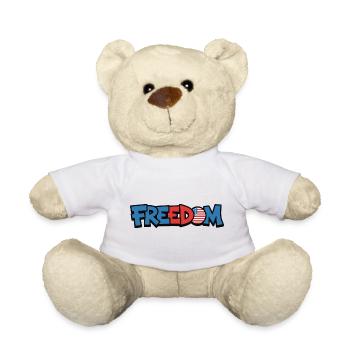 Freedom Typography Statement Design - Teddy Bear - white - Front